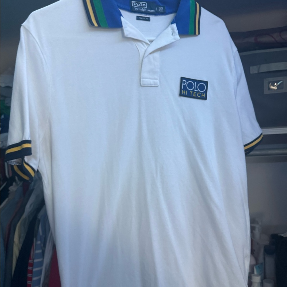 Ralph Lauren Blue and White Polo Shirt Sporty Design
